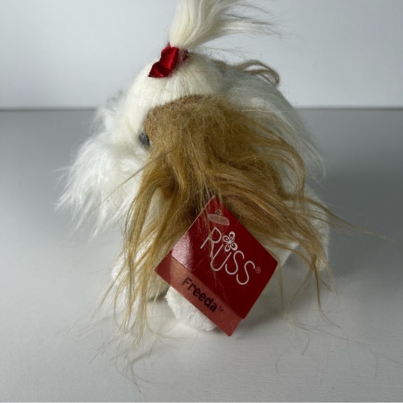 Russ Freeda Puppy Dog Plush Berrie Shih Tzu "Fluffy" Stuffed Animal W/Bow 8" - Picture 3 of 7